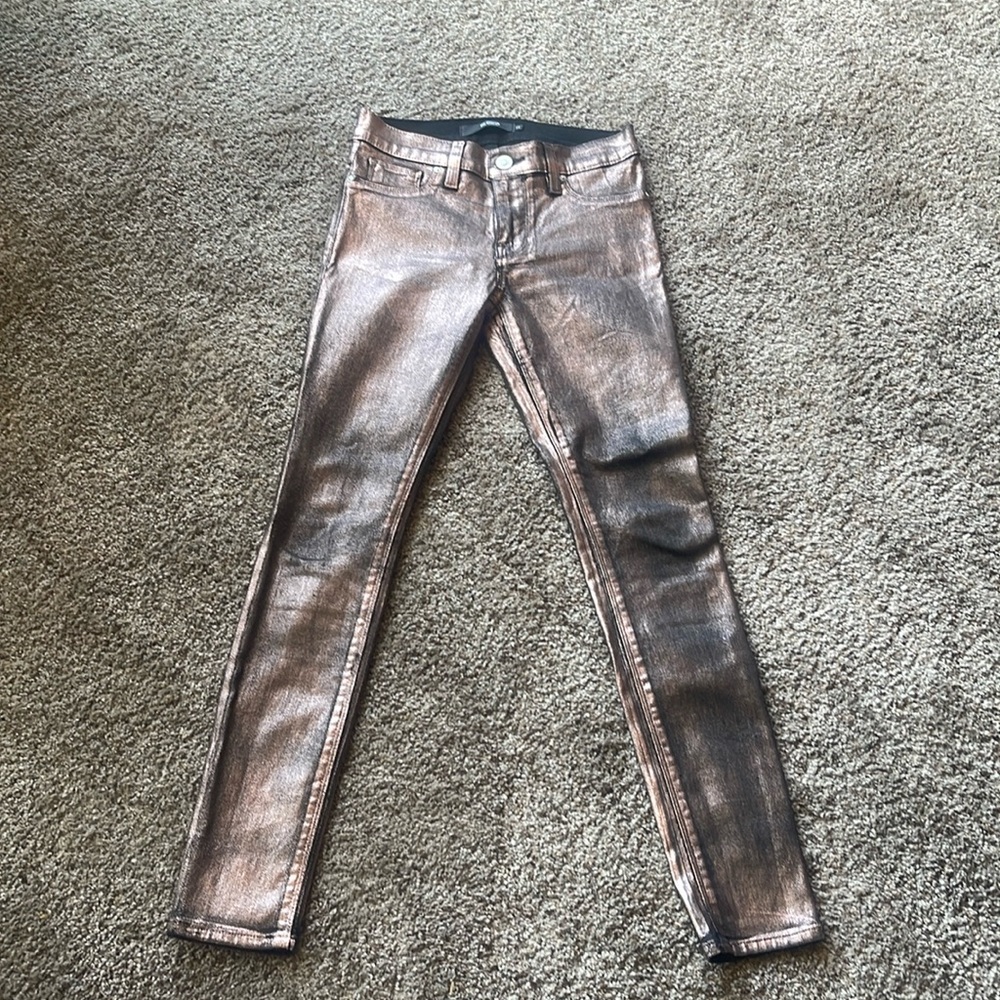 Hudson Nico super skinny stretchy metallic Jean rose gold size 24 NWOT